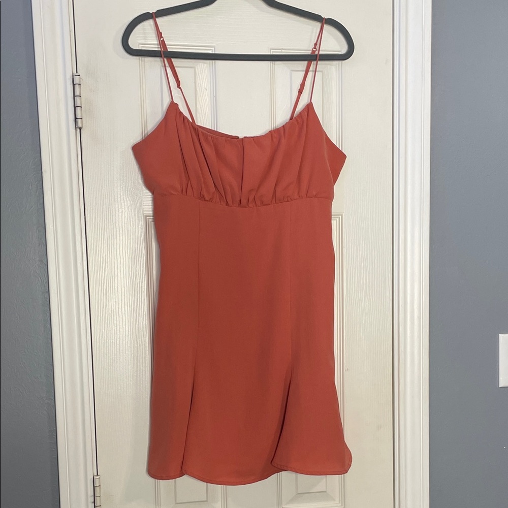 C/MEO Collective Spaghetti Strap Flouncy Dress - Rust EUC Size Large